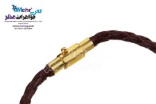 دستبند طلا و چرم - سنگ سواروسکی گل