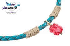 دستبند طلا و چرم - سنگ سواروسکی گل