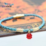 دستبند طلا و چرم - سنگ سواروسکی گل