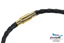 دستبند طلا و چرم - سنگ سواروسکی گل
