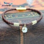 دستبند طلا و چرم - سنگ سواروسکی گل