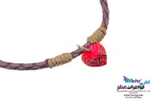 دستبند طلا و چرم - سنگ سواروسکی قلب