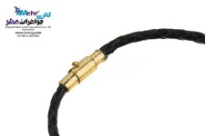 دستبند طلا و چرم - سنگ سواروسکی مکعب
