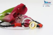 دستبند طلا و چرم - طرح برمس