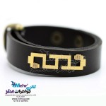 دستبند طلا و چرم - طرح مار و پله
