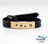 دستبند طلا و چرم - طرح ردپا