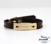 دستبند طلا و چرم - طرح هندسی