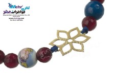 دستبند طلا و سنگ - طرح گل شش پر