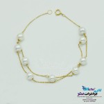 دستبند طلا و سنگ - طرح مروارید نشان