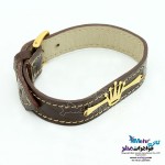 دستبند طلا و چرم - طرح تاج