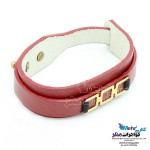 دستبند طلا و چرم - طرح هندسی