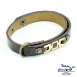 دستبند طلا و چرم - طرح هندسی