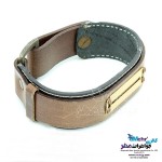 دستبند طلا و چرم - طرح خطوط موازی