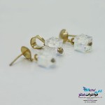 نیم ست طلا - آویز و گوشواره - سنگ سواروسکی مکعب