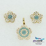 نیم ست طلا - آویز و گوشواره - طرح گل