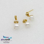 نیم ست طلا - آویز و گوشواره - طرح مروارید غلتان