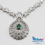 نیم ست جواهر - گردنبند و گوشواره - طرح زمرد نشان
