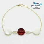 دستبند طلا و سنگ - طرح صدف