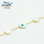 دستبند طلا و سنگ - طرح صدف گل