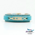 دستبند طلا و چرم - طرح هندسی