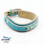 دستبند طلا و چرم - طرح هندسی