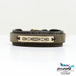 دستبند طلا و چرم - طرح هندسی