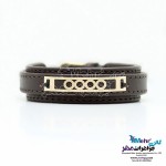 دستبند طلا و چرم - طرح هندسی