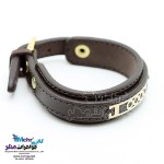 دستبند طلا و چرم - طرح هندسی