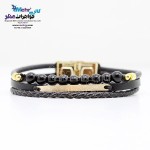 دستبند طلا و چرم - طرح خط