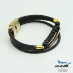 دستبند طلا و چرم - طرح خط