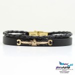 دستبند طلا و چرم - طرح فروهر