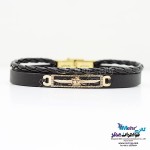دستبند طلا و چرم - طرح فروهر