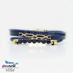 دستبند طلا و چرم - طرح هندسی