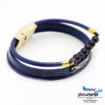 دستبند طلا و چرم - طرح هندسی