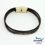 دستبند طلا و چرم - طرح هندسی