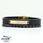 دستبند طلا و چرم - طرح هندسی