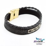دستبند طلا و چرم - طرح پلکانی