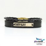 دستبند طلا و چرم - طرح پلکانی