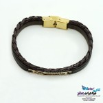 دستبند طلا و چرم - طرح موج