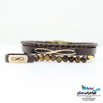 نیم ست دستبند و انگشتر طلا و چرم - طرح بینهایت