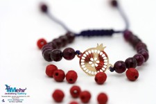 دستبند طلا و سنگ - طرح انار