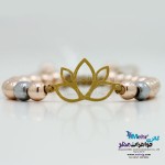 دستبند طلا و سنگ - طرح لوتوس