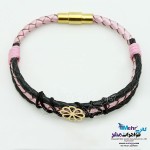 دستبند طلا و چرم - طرح گل