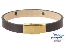 دستبند طلا و چرم - طرح هندسی