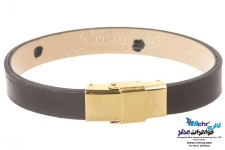دستبند طلا و چرم - طرح خدا