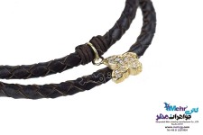 دستبند طلا و چرم - طرح پروانه