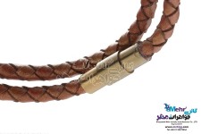 دستبند طلا و چرم - طرح قلب و دست