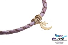 دستبند طلا و چرم - طرح ماه و ستاره