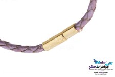 دستبند طلا و چرم - طرح ماه و ستاره