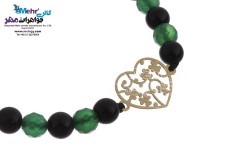 دستبند طلا و سنگ - طرح شبدر و قلب